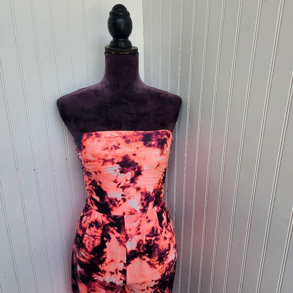Full Circle Trends Womens Strapless Jumper Pink Black Multi Pattern Dye Jersey S - Picture 2 of 14